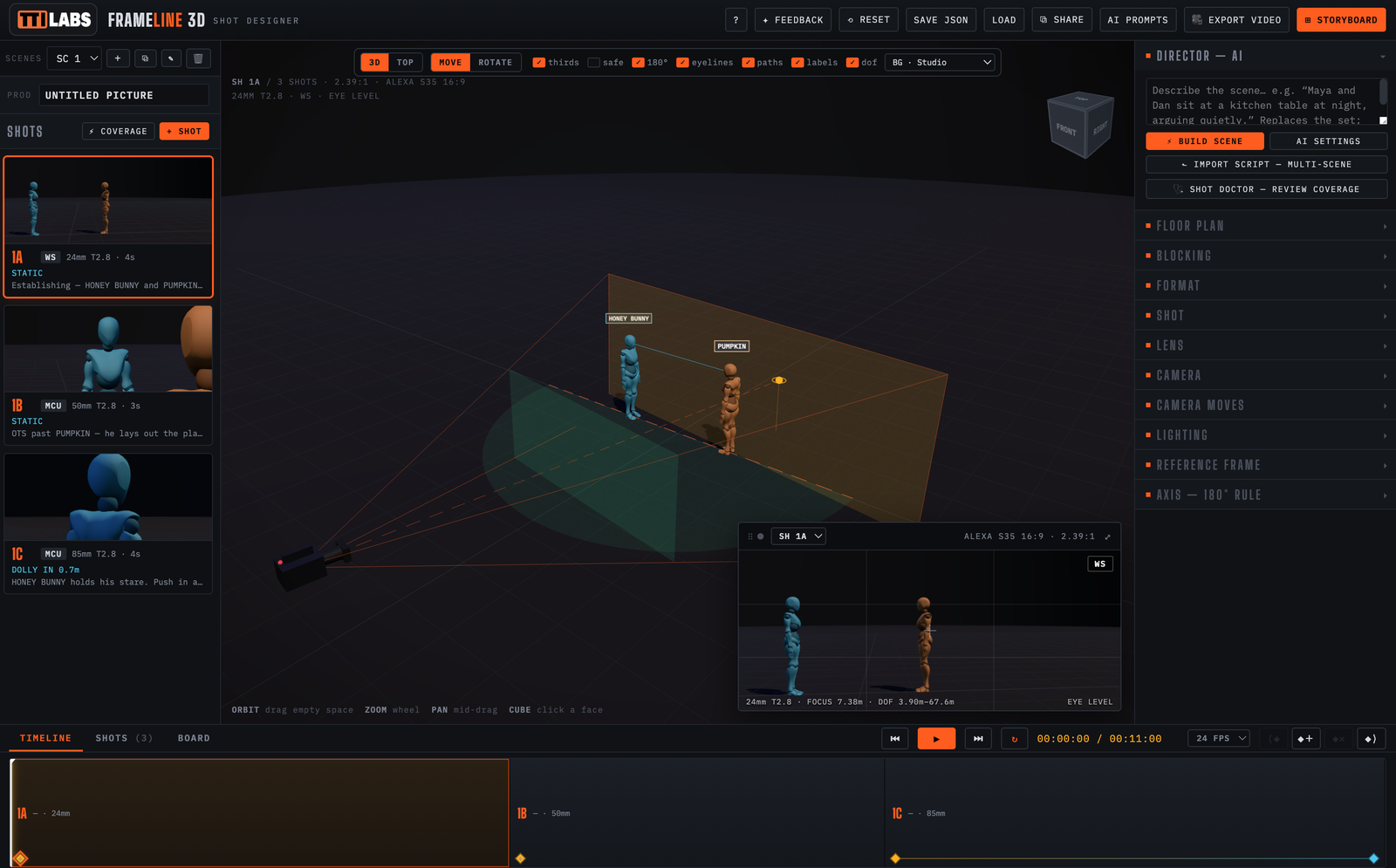 Frameline 3D — Shot Designer